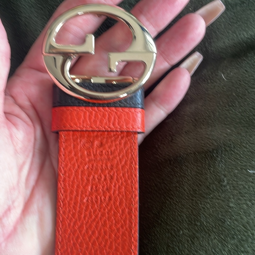 Gucci Interlocking G Reversible Leather Belt Euc#… - image 2